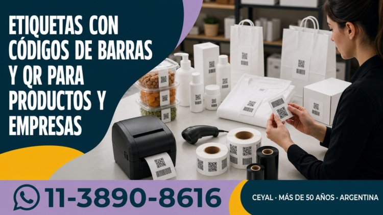 Etiquetas con códigos de barras y QR para productos y empresas