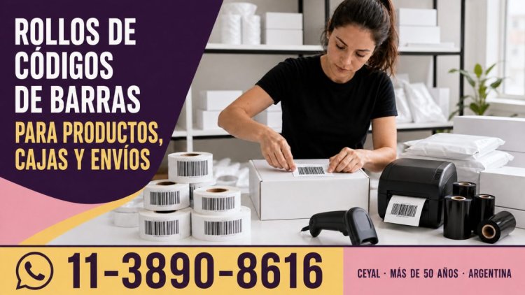 Rollos de códigos de barras para productos, cajas y envíos