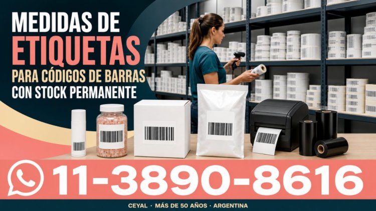 Medidas de etiquetas para códigos de barras con stock permanente