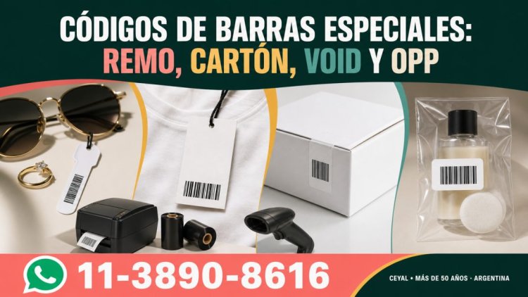 Códigos de barras especiales: etiquetas remo, cartón, VOID y OPP