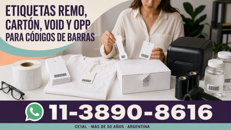 Etiquetas remo, cartón, VOID y OPP para códigos de barras