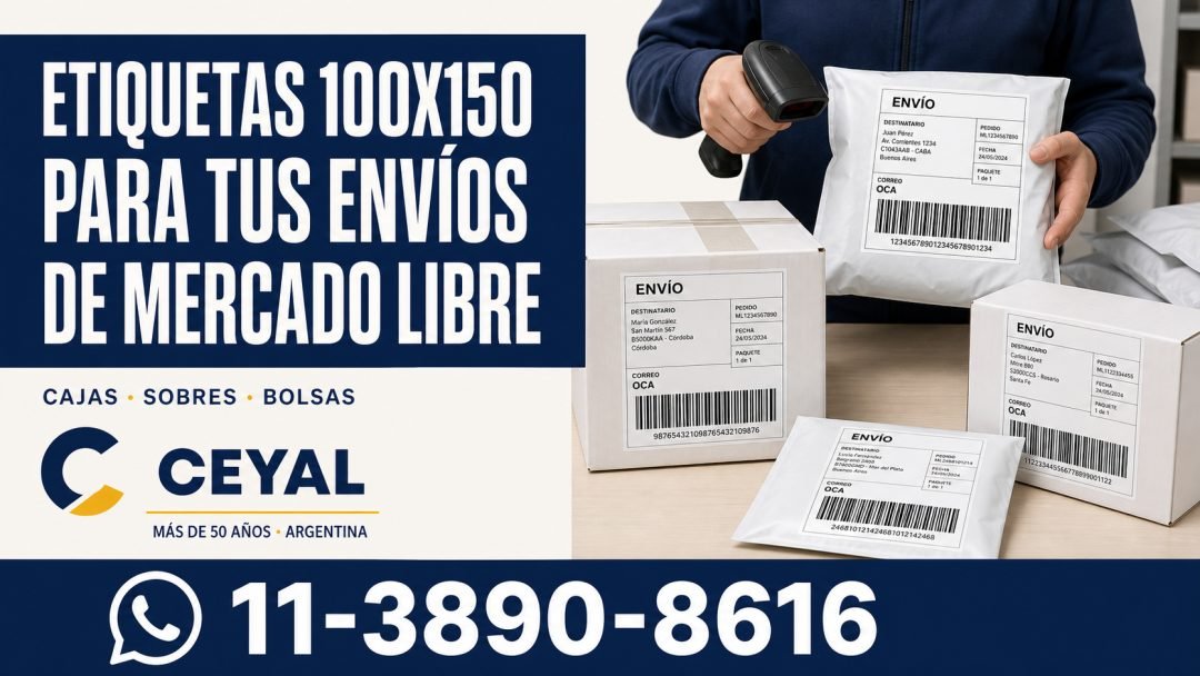 Cómo etiquetar paquetes para enviar por Mercado Libre con etiquetas 100x150