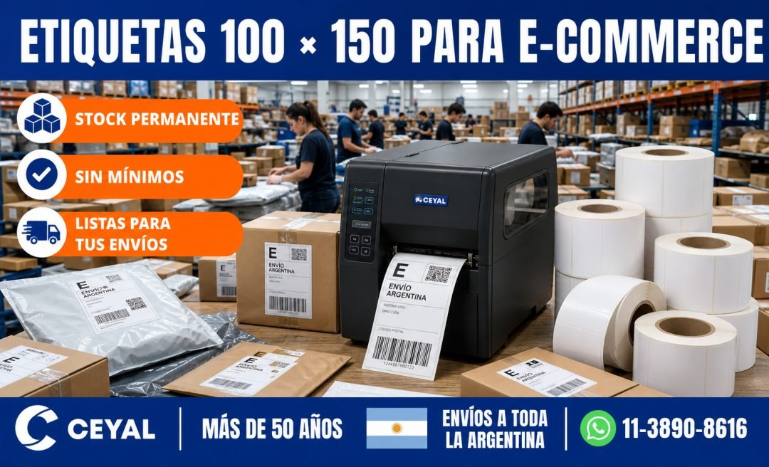 Etiquetas 100 × 150 mm para e-commerce y envíos
