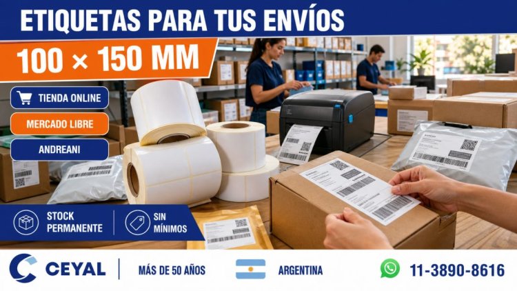 Etiquetas térmicas 100 × 150 mm para envíos de e-commerce