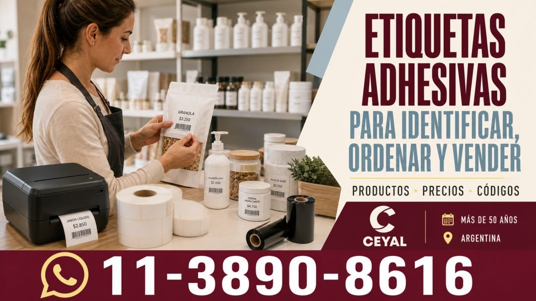 Etiquetas adhesivas para identificar, ordenar y vender