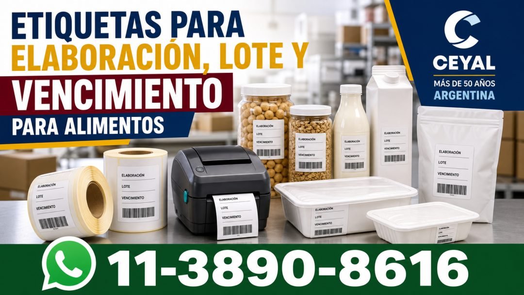 Etiquetas para elaboración, lote y vencimiento para alimentos