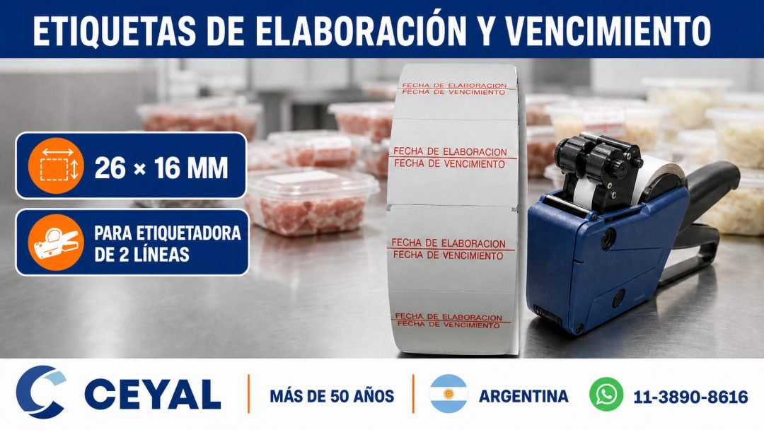 Etiquetas de elaboración y vencimiento 26 × 16 mm