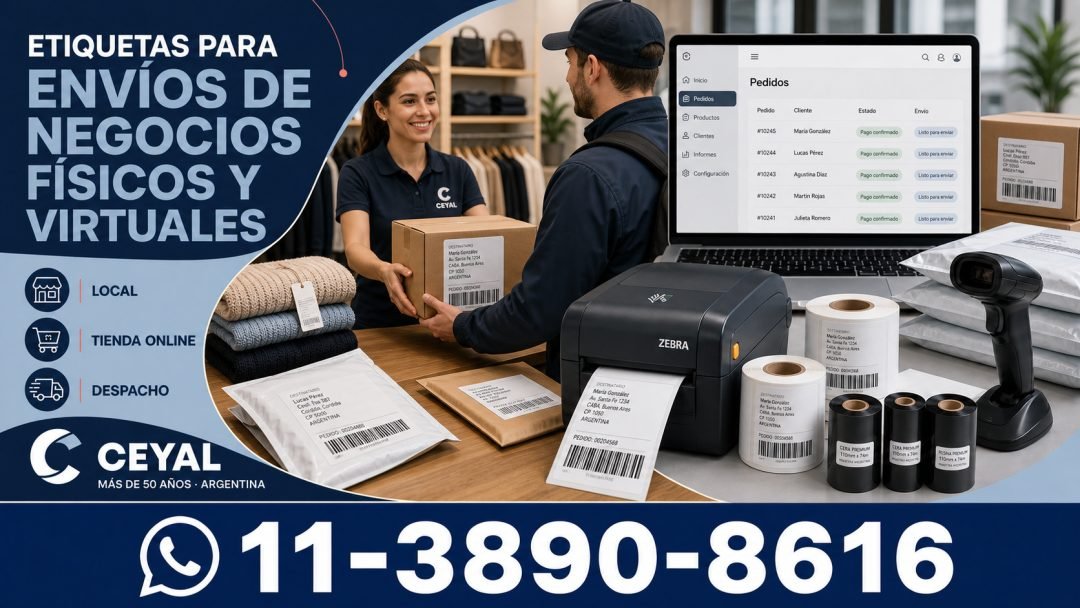 Etiquetas para envíos de negocios físicos y virtuales