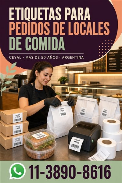 Etiquetas para pedidos de locales de comida