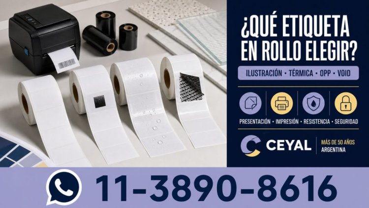 Qué etiqueta en rollo elegir: ilustración, térmica, OPP o VOID