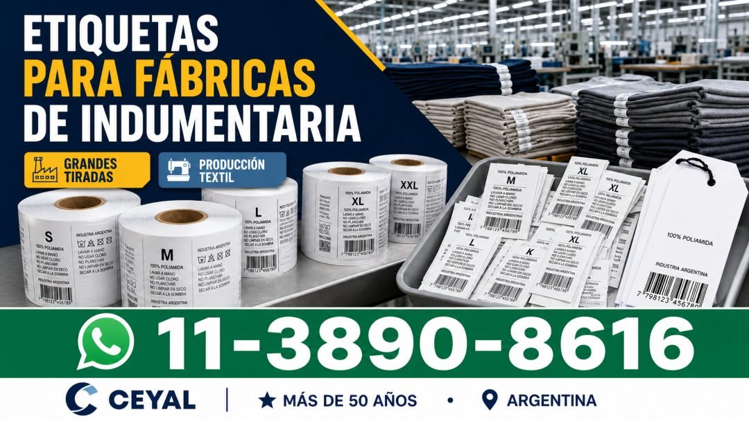 Etiquetas para ropa en grandes tiradas para fábricas