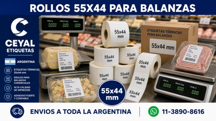 Rollos de etiquetas termicas 55x44 para balanzas comerciales
