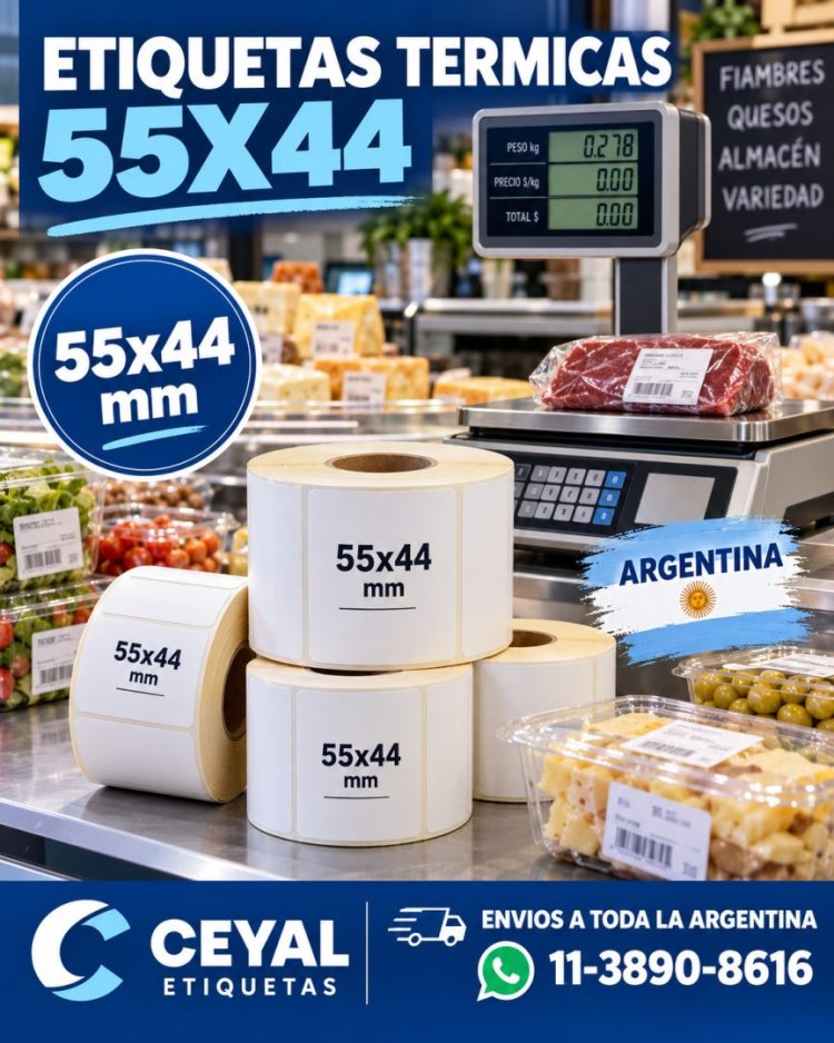 Etiquetas térmicas 55x44 para balanzas