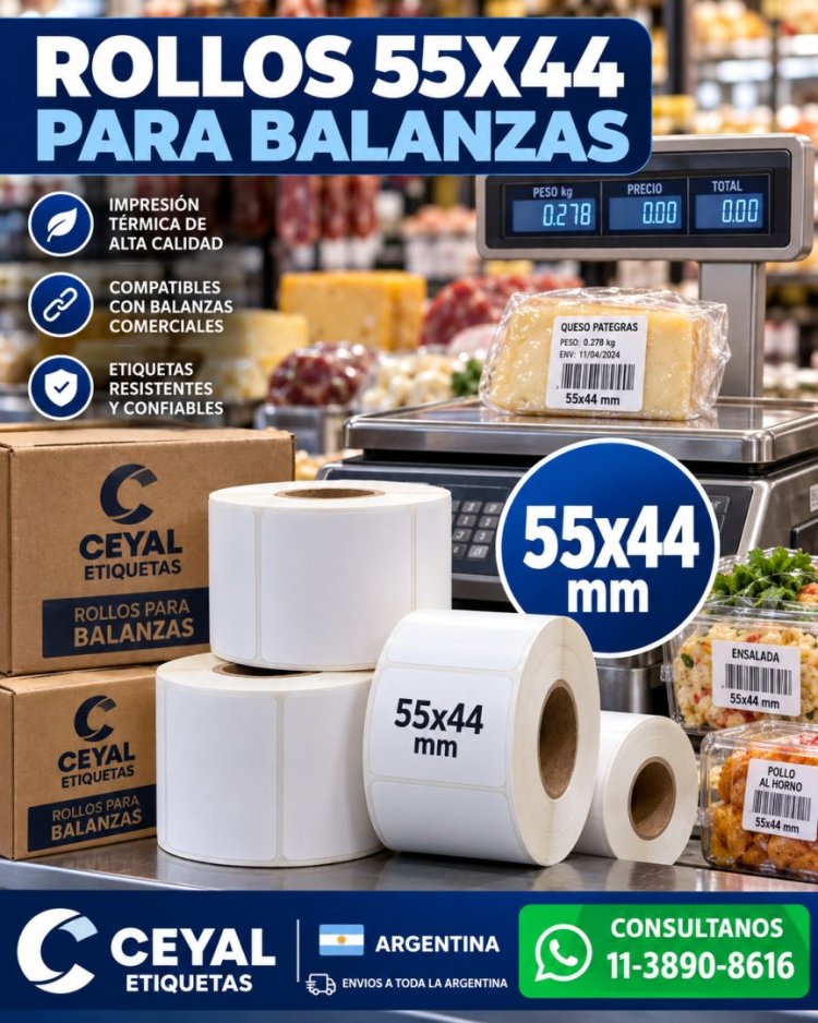 Rollos 55x44 para balanzas comerciales Ceyal