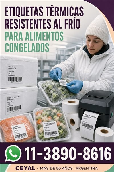 Etiquetas térmicas resistentes al frío para alimentos congelados