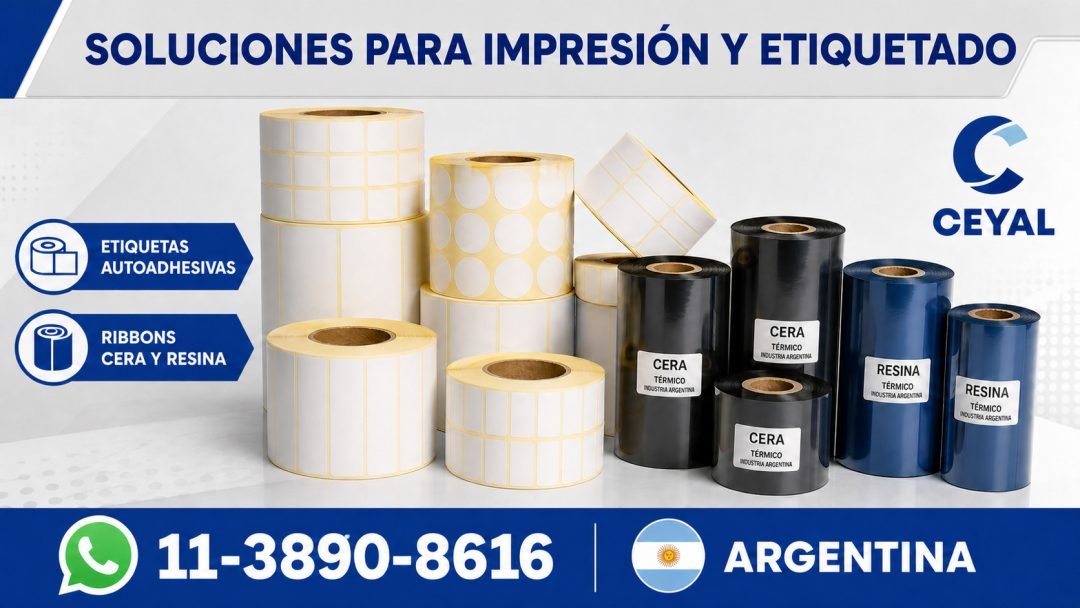 Etiquetas autoadhesivas y ribbons de cera y resina para impresión