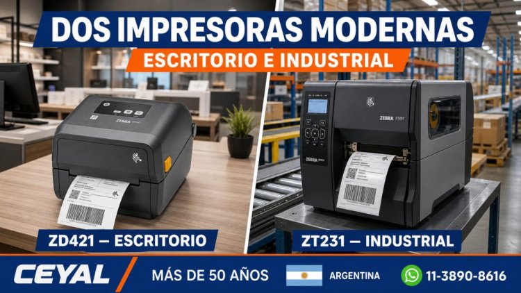 Impresoras Zebra modernas: ZD421 de escritorio y ZT231 industrial