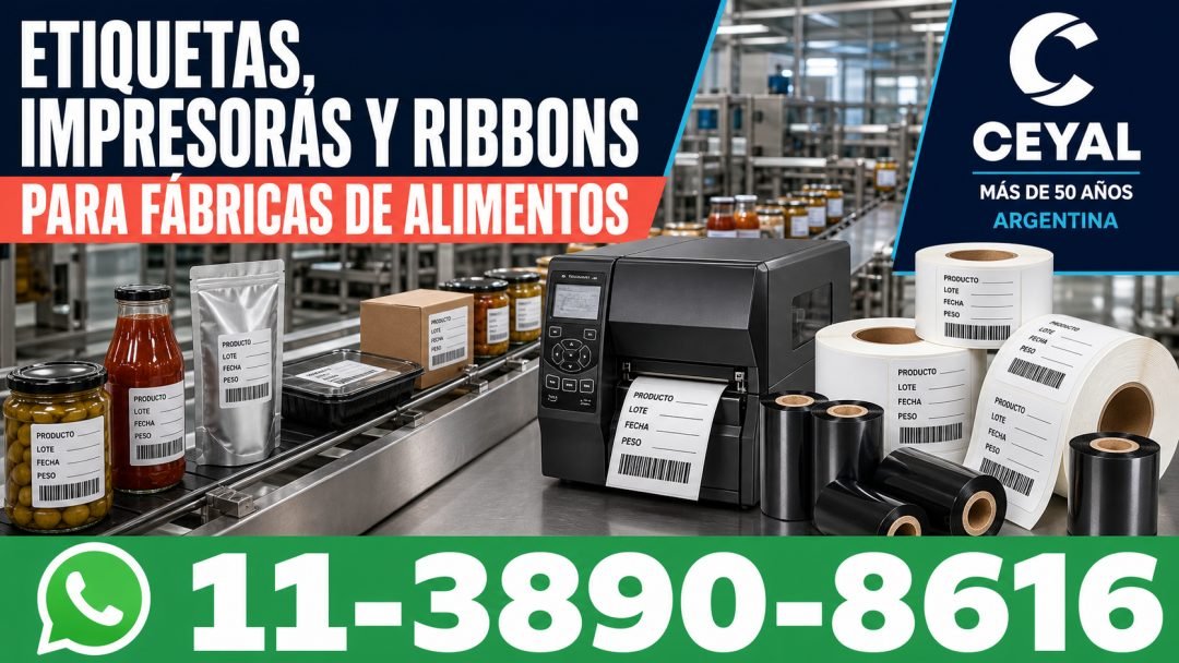 Etiquetas, impresoras y ribbons para fábricas de alimentos