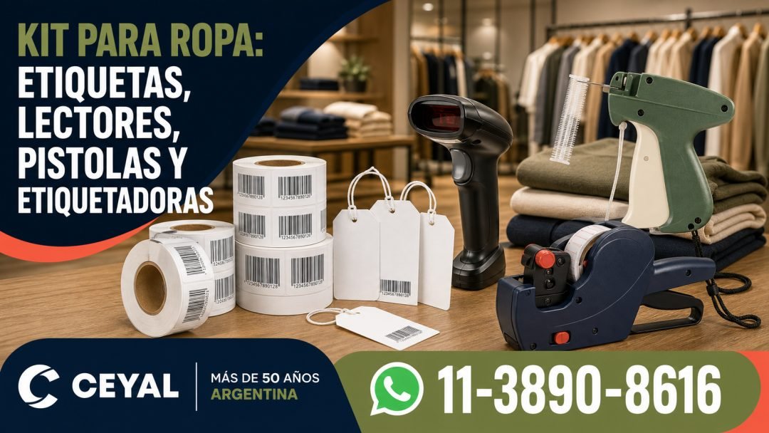 Kit para ropa: etiquetas, lectores, pistolas y etiquetadoras