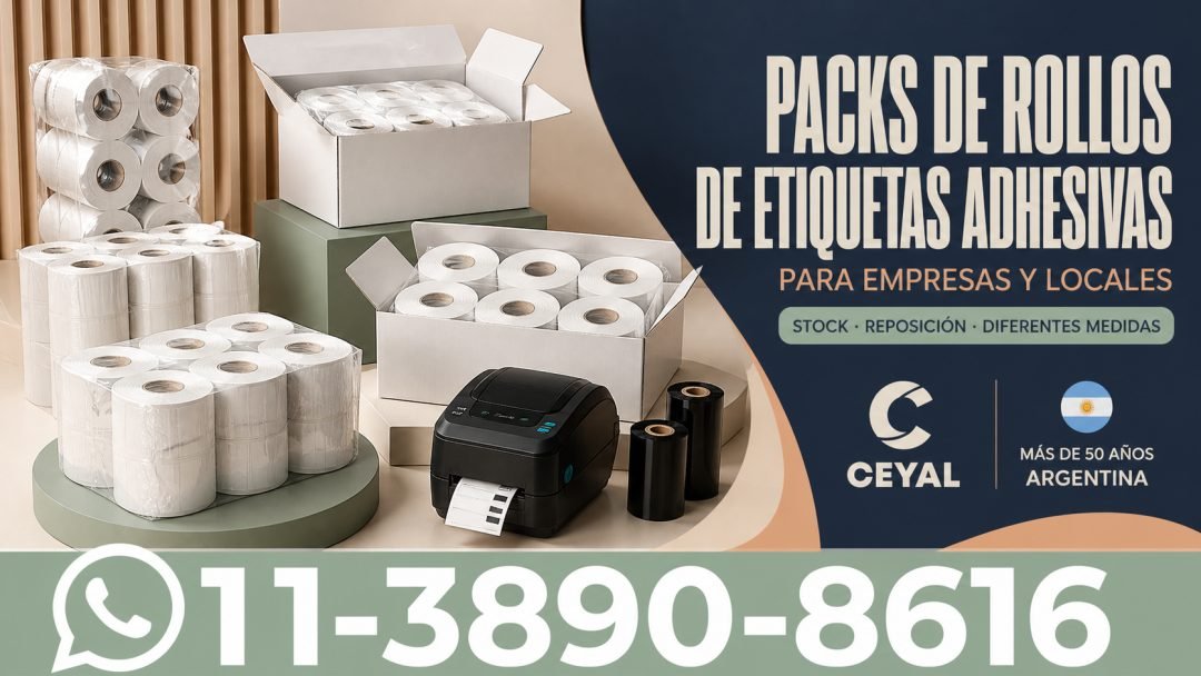 Packs de rollos de etiquetas adhesivas para empresas y locales