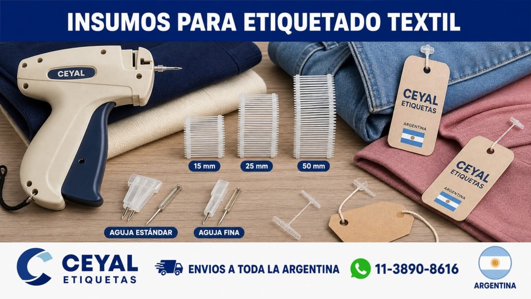 Pistolas aplicadoras e hilos para etiquetado textil