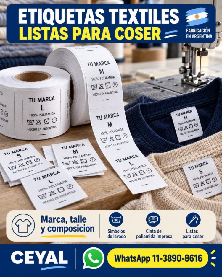 Etiquetas textiles de poliamida listas para coser