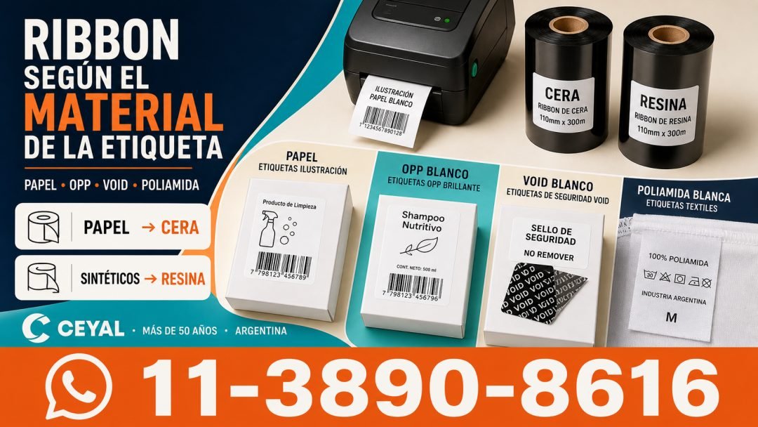 ¿Qué ribbon utilizar según el material de la etiqueta?