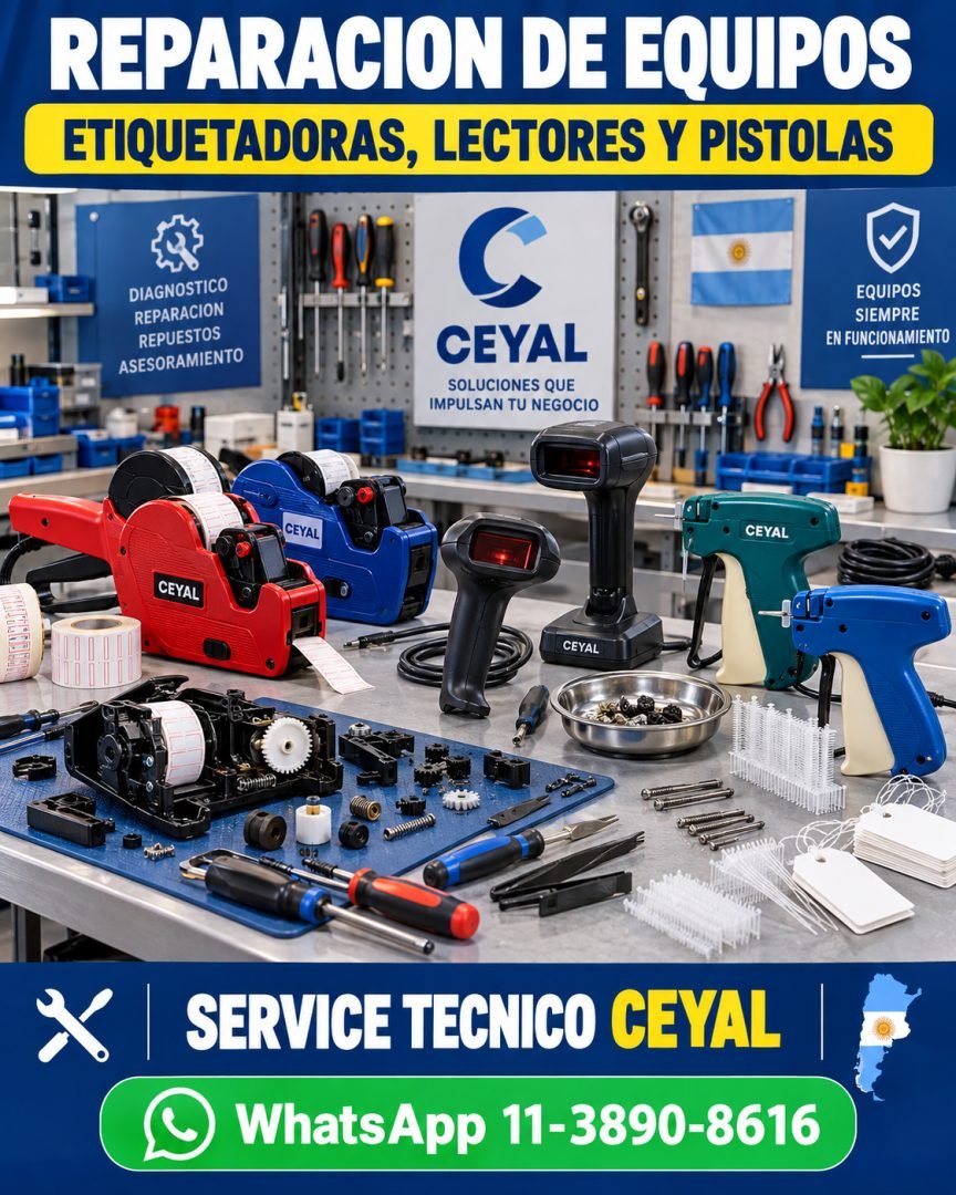 Reparación de etiquetadoras manuales, lectores y pistolas