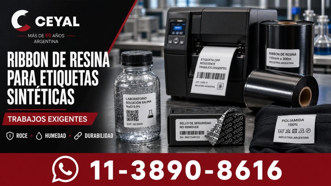 Ribbon de resina para etiquetas sintéticas y trabajos exigentes