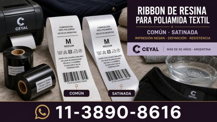 Ribbon de resina para poliamida textil común y satinada