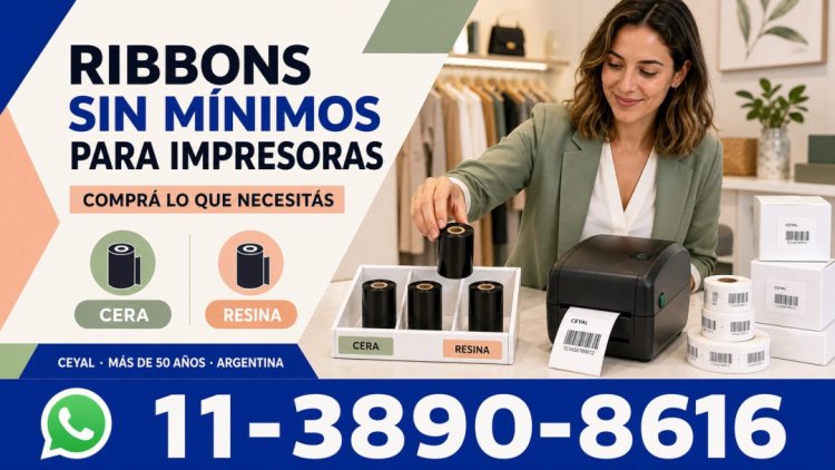 Ribbons sin mínimos para impresoras de etiquetas