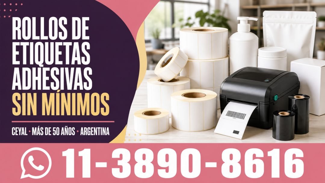 Rollos de etiquetas adhesivas sin mínimos