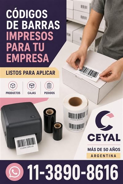 Códigos de barras impresos para tu empresa y listos para aplicar
