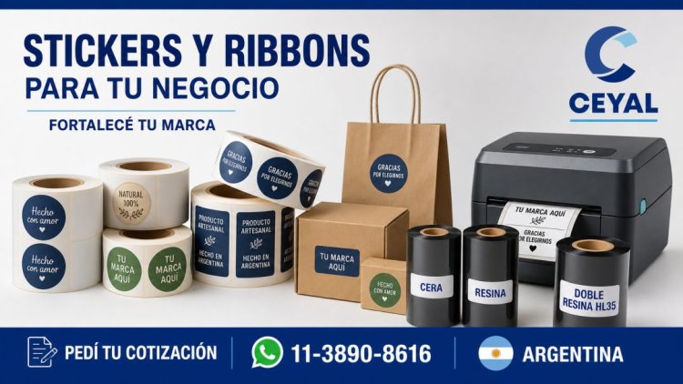 Stickers personalizados y ribbons para negocios
