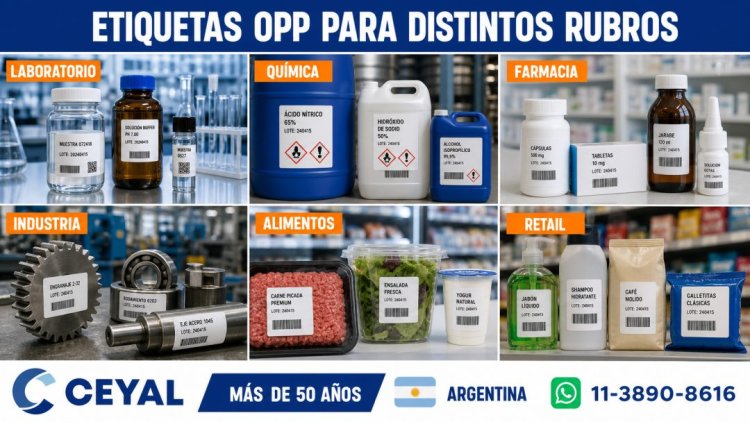 Etiquetas OPP blancas para distintos rubros